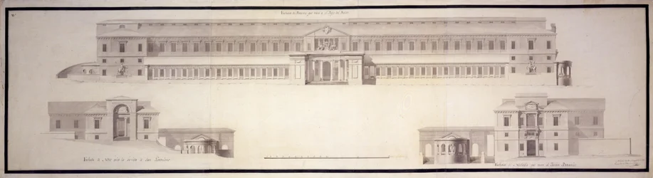 Gabinete de Historia Natural, heute Museo del Prado. Alzado de las fachadas principal y laterales